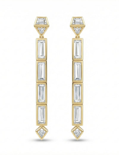Multi Shape Lab Grown Diamond Linear Drop Earrings