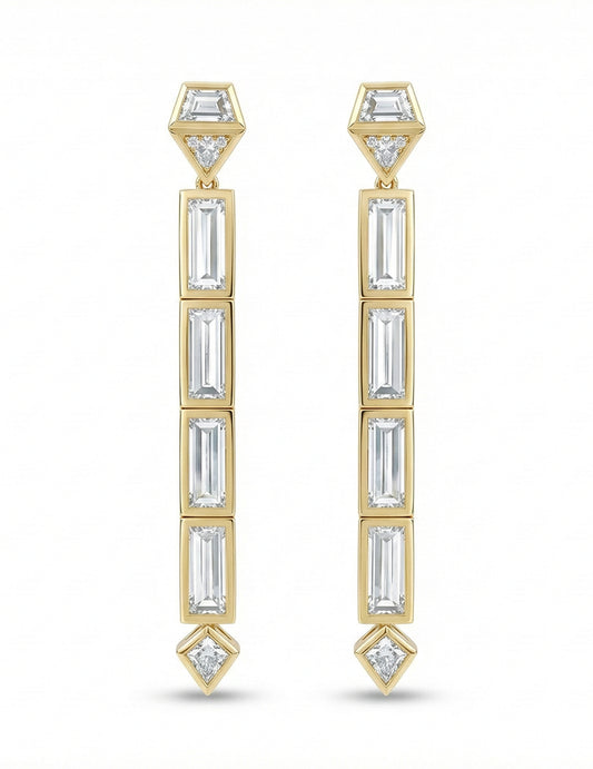 Multi Shape Lab Grown Diamond Linear Drop Earrings Earrings