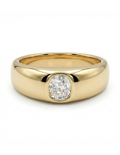 Old Mine Cushion Cut Flush Set Band Georgian Era Wedding Band
