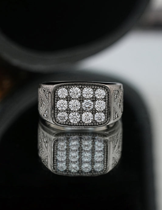 Milgrain Set Round Diamond Men's Wedding Ring