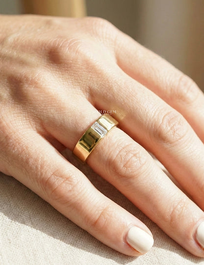 Baguette Diamond Wide Men`s Wedding Band Wedding Band
