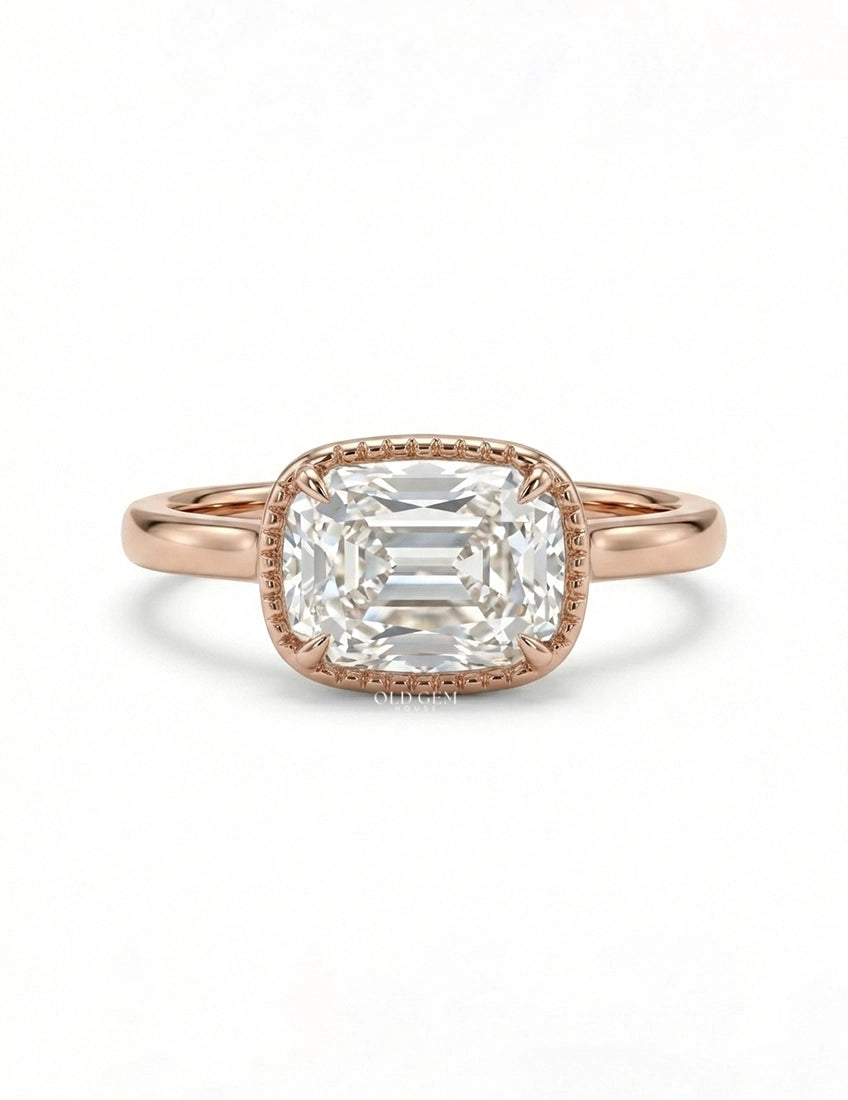 Vintage Old Mine Cushion Cut Milgrain Bezel Set Solitaire Ring Engagement Ring