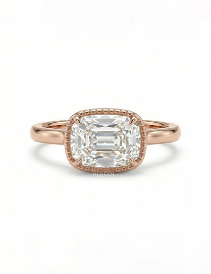 Vintage Old Mine Cushion Cut Milgrain Bezel Set Solitaire Ring Engagement Ring