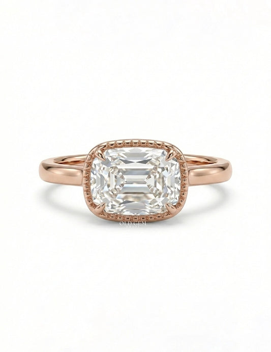 Vintage Old Mine Cushion Cut Milgrain Bezel Set Solitaire Ring Engagement Ring