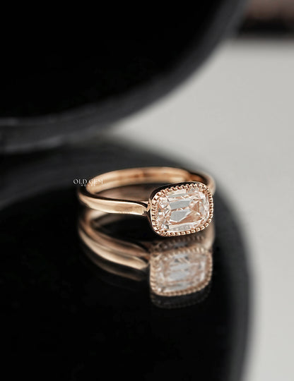 Milgrain Set Solitaire Old Mine Cushion Ring