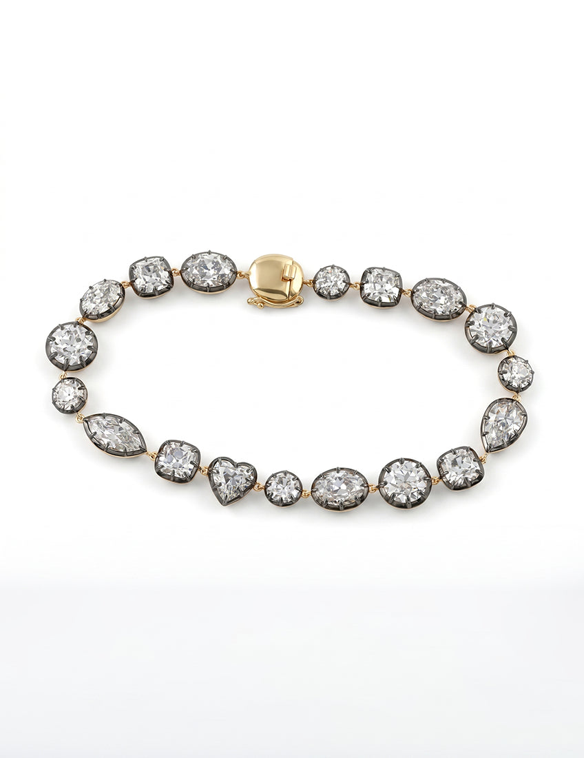 Multi Shape Old Mine Cut Lab Diamond Tennis Bracelet Bracelet