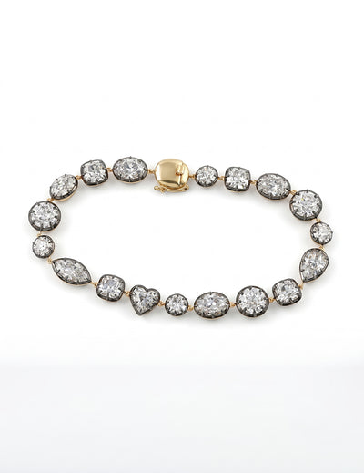 Multi Shape Old Mine Cut Lab Diamond Tennis Bracelet