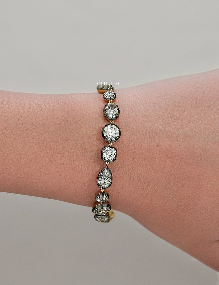 Multi Shape Old Mine Cut Diamond Tennis Bracelet Bracelet