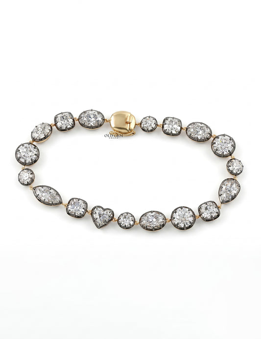 Multi Shape Old Mine Cut Lab Diamond Tennis Bracelet Bracelet