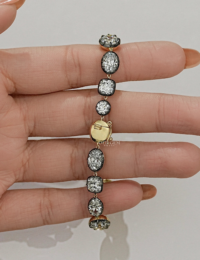 Multi Shape Old Mine Cut Diamond Tennis Bracelet Bracelet