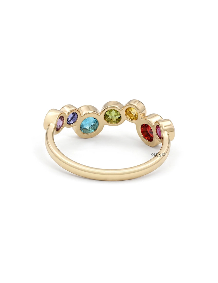 Multicolor Gemstone Rainbow Wedding Ring Wedding Band