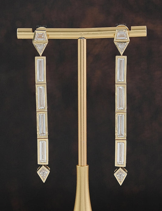 Multi Shape Lab Grown Diamond Linear Drop Earrings