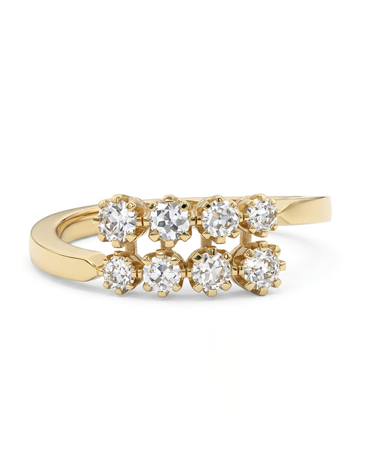Georgian Old European Round Cut Diamond Bypass Ring Engagement Ring