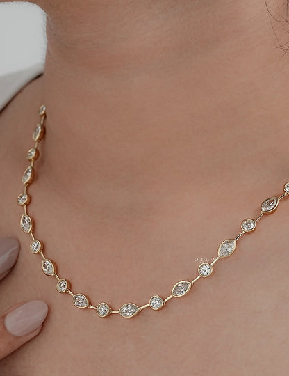 Old Mine Marquise Lab Diamond Necklace