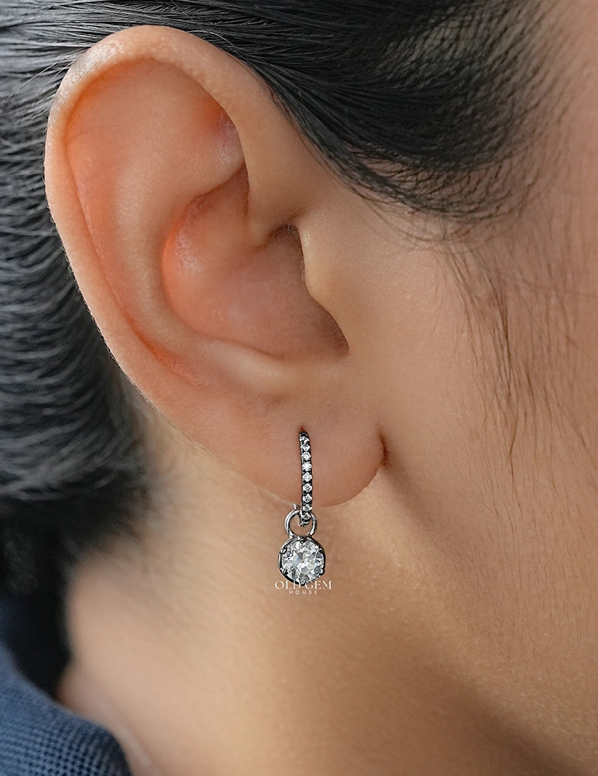 Edwardian Era OEC Round Cut Hoop Earrings Earrings