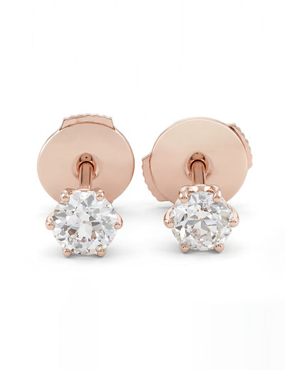 Old European Round Cut Stud Earrings