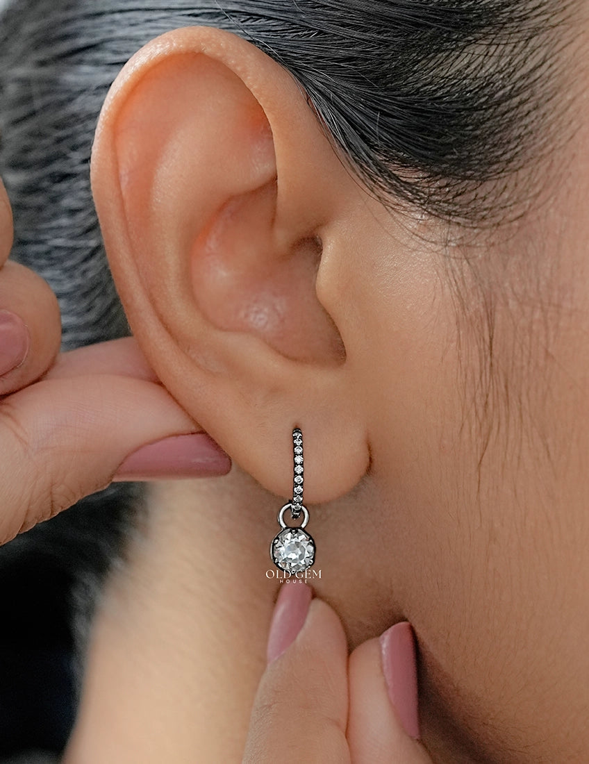 Edwardian Era OEC Round Cut Hoop Earrings Earrings