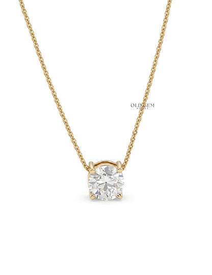 Old European Round Cut Diamond Solitaire Pendant Necklaces