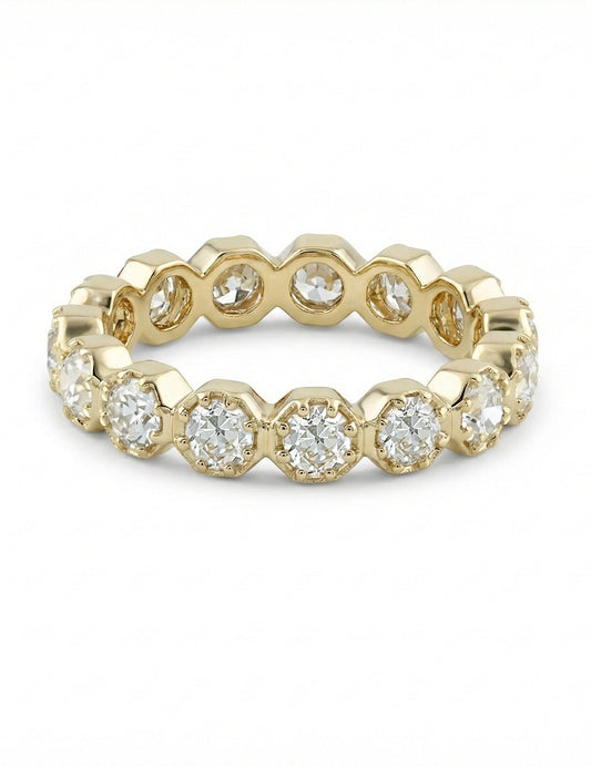 Old European Round Cut Eternity Wedding Band