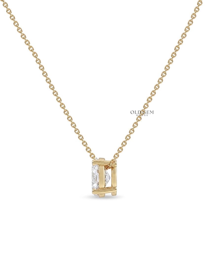 Old European Round Cut Diamond Solitaire Pendant Necklaces