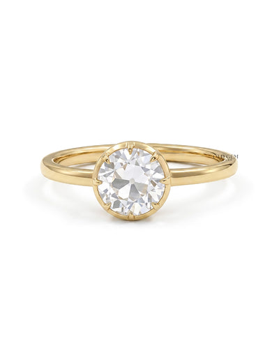Georgian Old European Round Lab Diamond Solitaire Ring