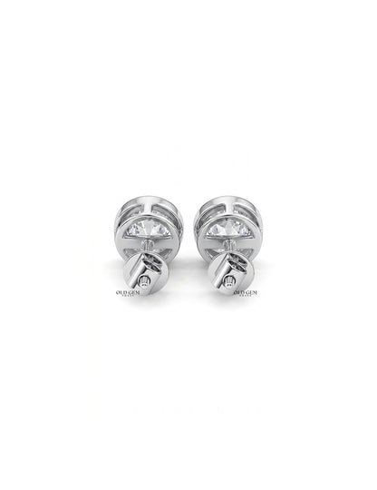 Bezel Set Old European Round Diamond Stud Earring Earrings