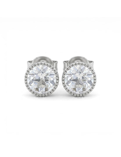 Old European Round Cut Milgrain Stud Earrings Earrings