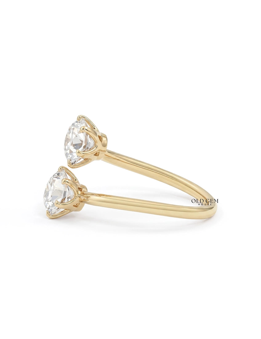 Old European Round Cut Bypass Toi Et Moi Ring-Art Deco Engagement Ring