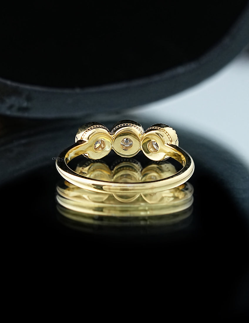 Georgian Old European Cut Round Milgrain Set Trilogy Ring Engagement Ring