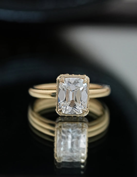 Old Mine Cut Hidden Halo Ring