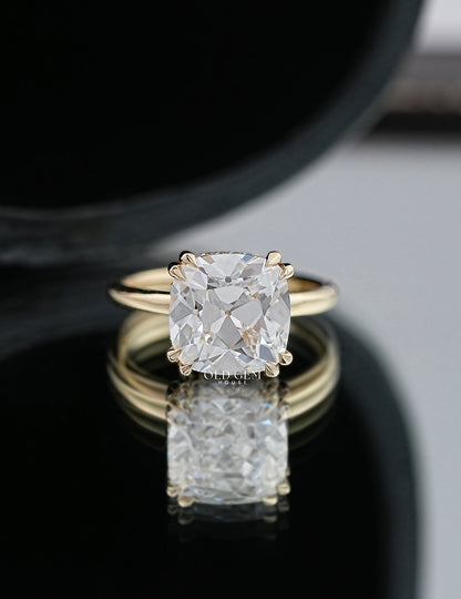 Hidden Halo Square Cushion Solitaire Engagement Ring