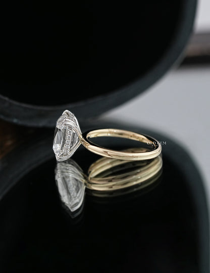 Old Mine Cushion Cut Lab Grown Diamond Hidden Halo Ring