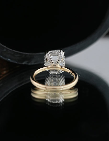 Old Mine Cushion Cut Lab Grown Diamond Hidden Halo Ring