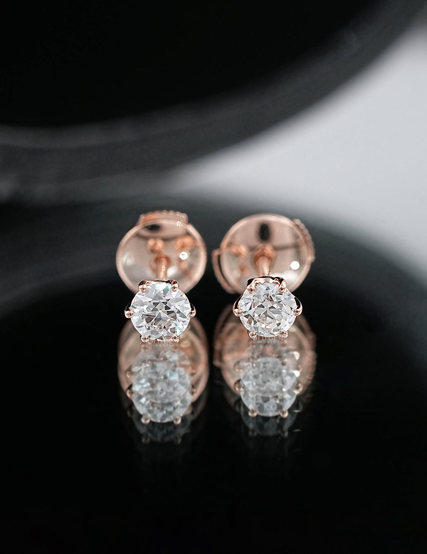 Old European Round Cut Stud Earrings