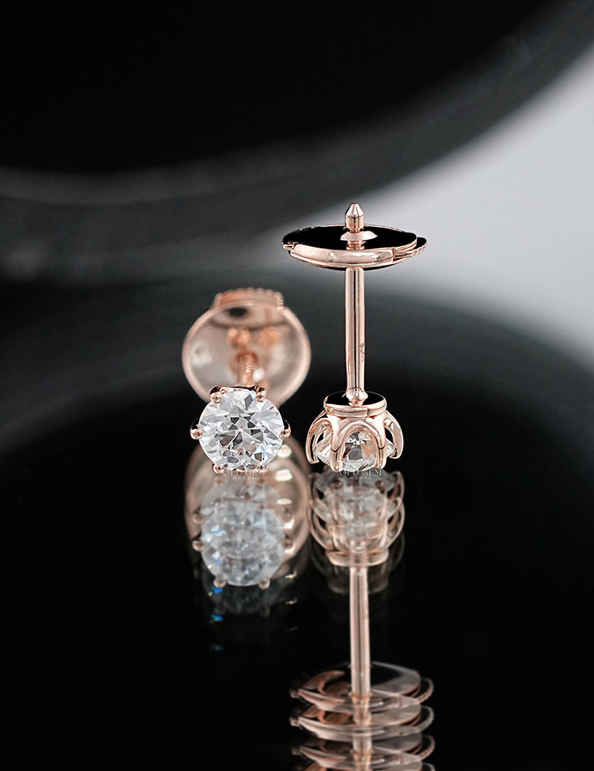 Old European Round Cut Stud Earrings