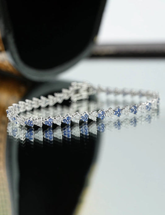 Sapphire With Round Lab Tennis Bracelet