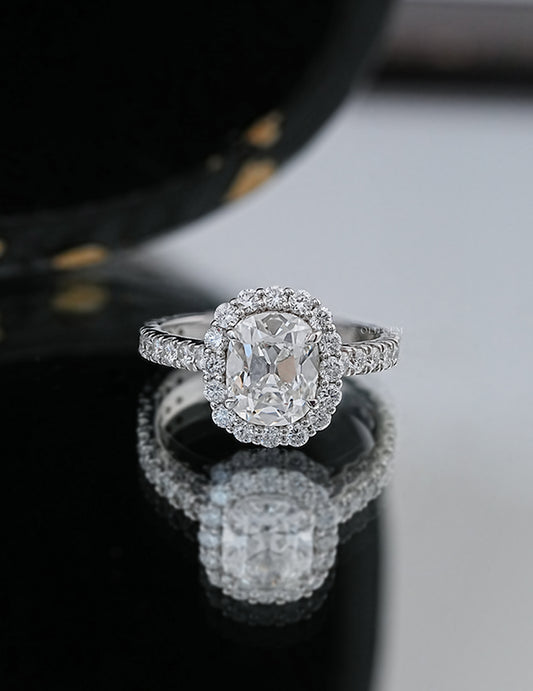 Old Mine Cut Halo Ring
