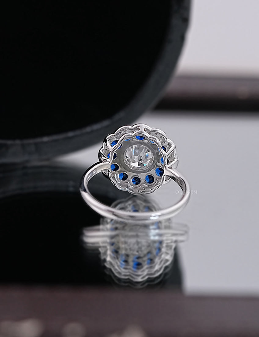 Old European Round Double Halo Ring