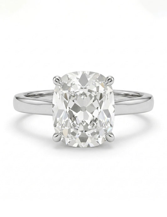 Mid Century Old Mine Cushion Lab Diamond Engagement Ring Engagement Ring