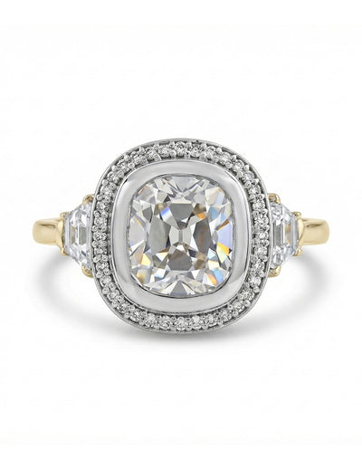 Cushion Cut Lab Diamond Halo Ring Georgian Era