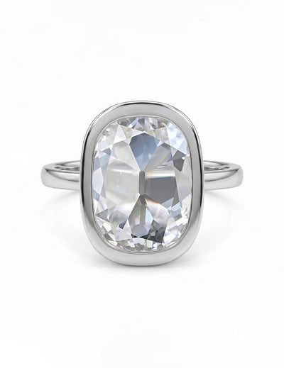 Mid Century Old Mine Cushion Bezel Set Engagement Ring