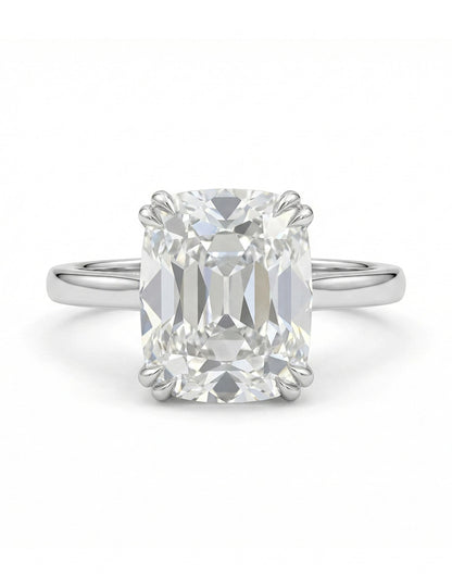 Mid Century Old Mine Cushion Lab Diamond Solitaire Ring Engagement Ring