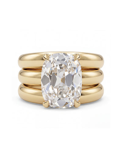Georgian Old Mine Cushion Diamond Wide Wedding Band