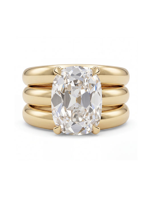 Georgian Old Mine Cushion Diamond Wide Wedding Band Wedding Band