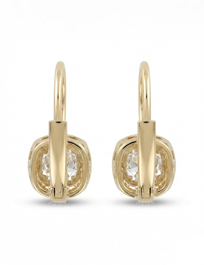Old Mine Cushion Cut Huggie Hoop Drop Earrings Earrings