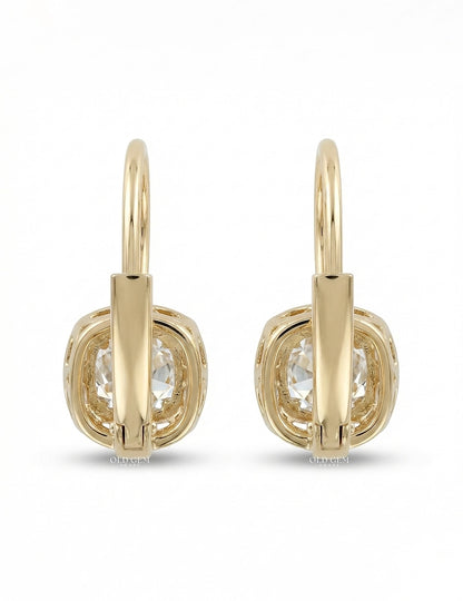 Old Mine Cushion Cut Huggie Hoop Drop Earrings Earrings