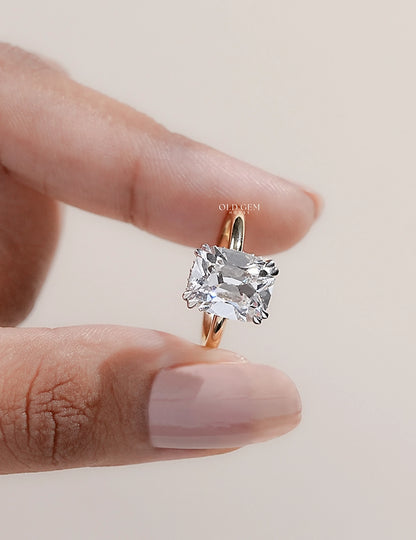 Old Mine Cushion Cut Lab Grown Diamond Hidden Halo Ring