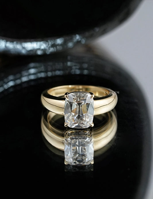 Old Mine Cut Thick Band Ring Men's Jewelry