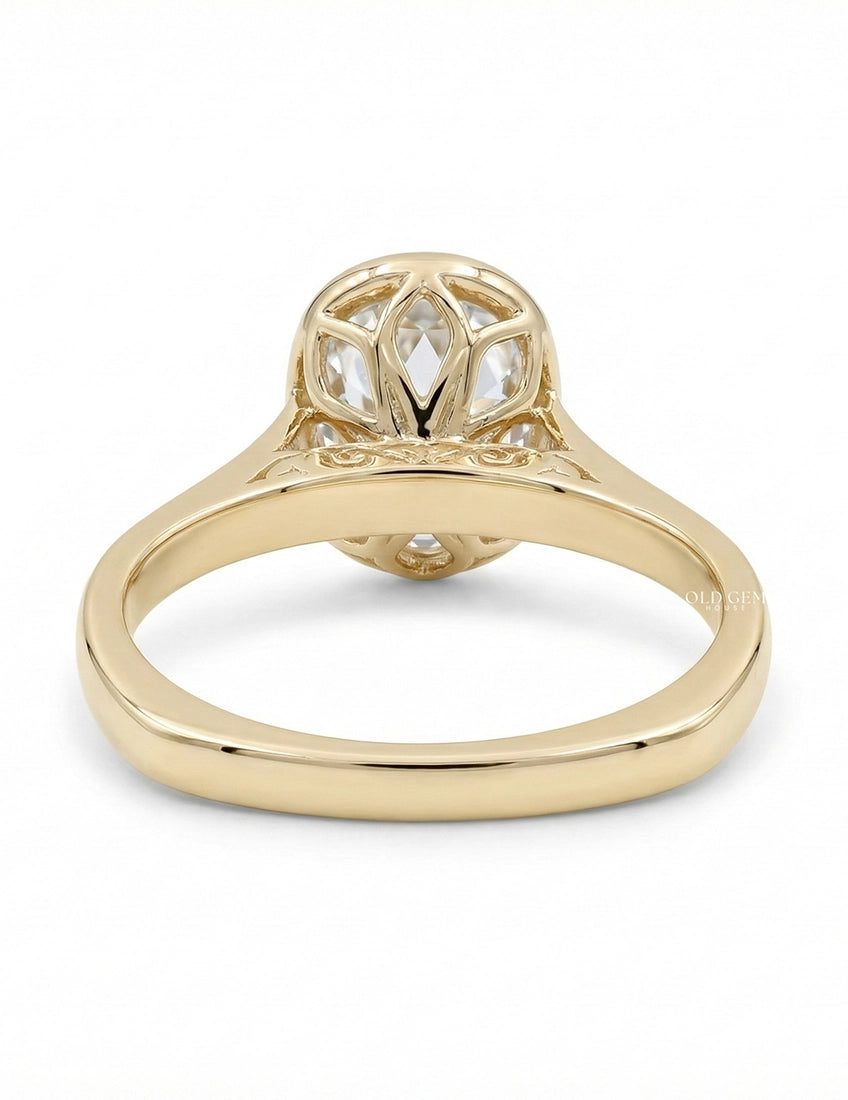 Georgian Bezel Set Old Mine Cushion Diamond Solitaire Ring Engagement Ring