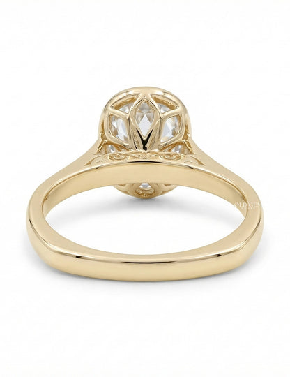Georgian Bezel Set Old Mine Cushion Diamond Solitaire Ring Engagement Ring